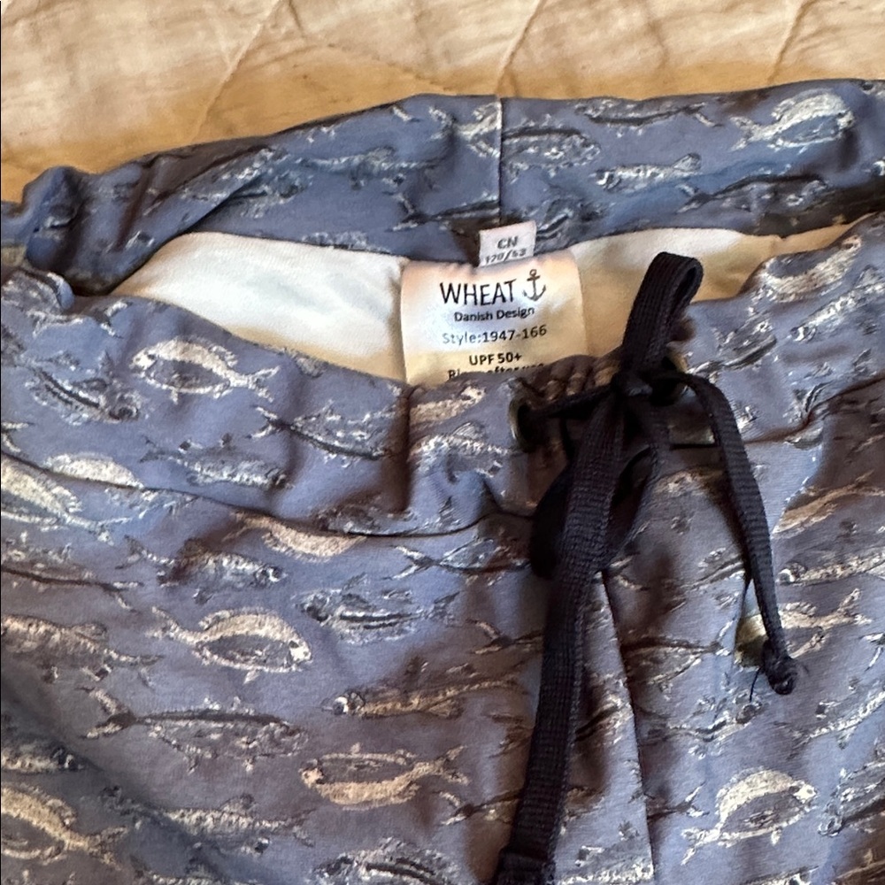 Blue Fish Patterned Shorts- WHEAT - Picture 2 of 4